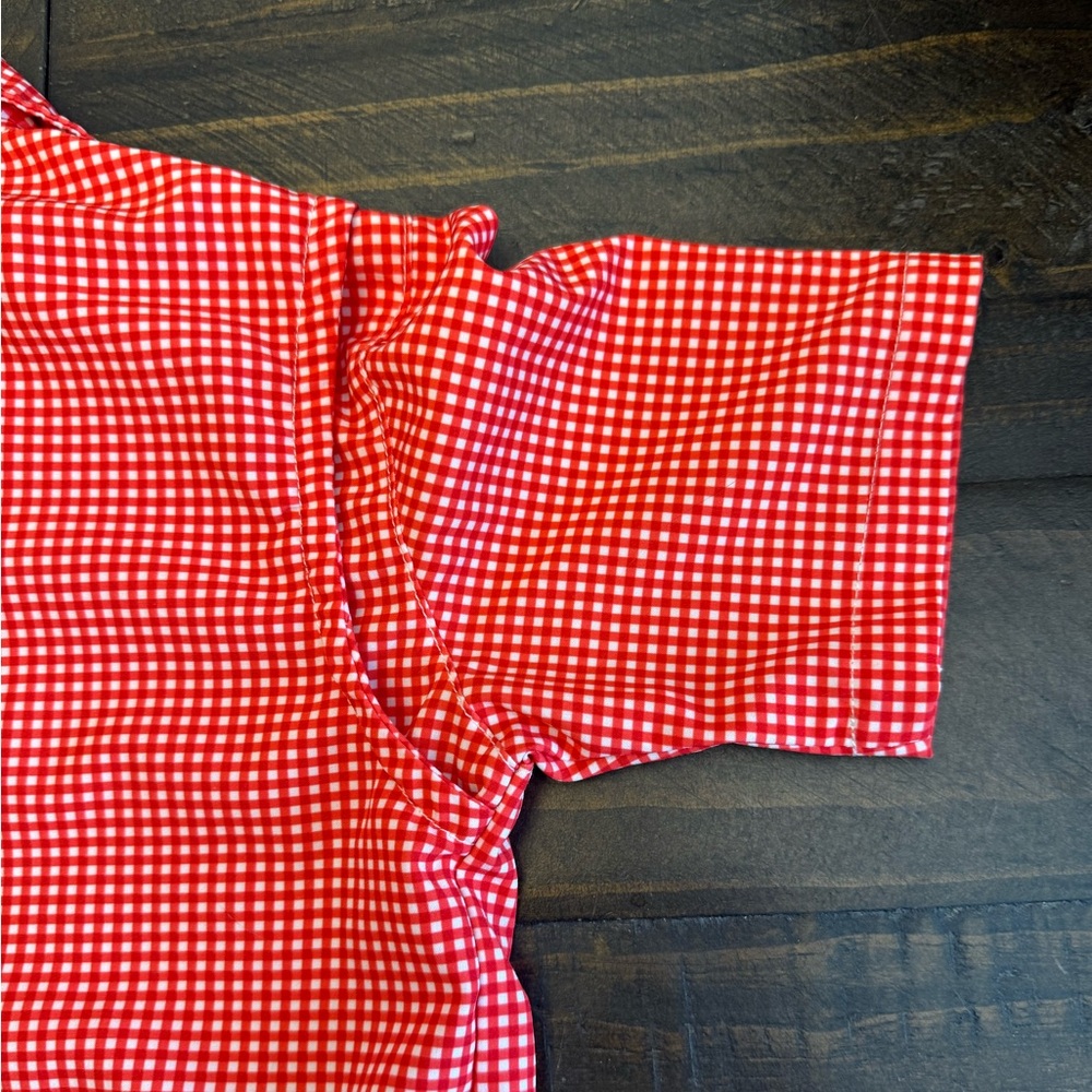 Blue Quail Little Girls Gingham Guayabera Red White Dress 2T - Picture 10 of 15